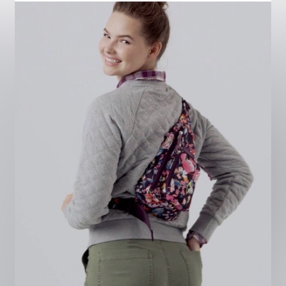 Vera Bradley Reactive Mini Sling Backpack ROSE FOLIAGE - Picture 12 of 14